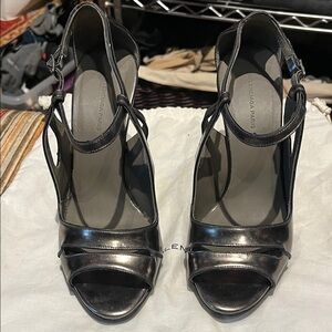 Balenciaga Women's Metallic Black/pewter heels Size 8.5
